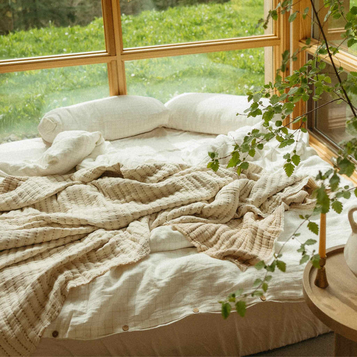 CHECKED LINEN DUVET SET, KING