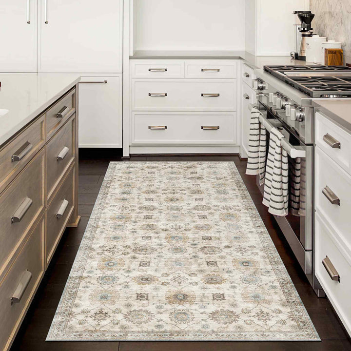 BRYN WASHABLE RUG, IVORY BEIGE SEAFOAM