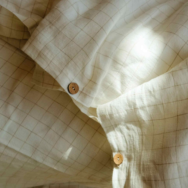 CHECKED LINEN DUVET SET, KING