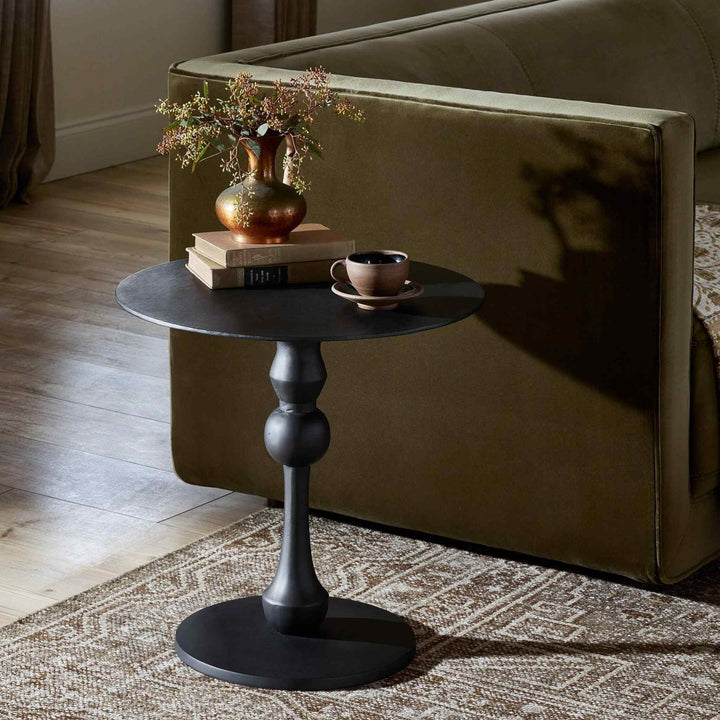 DAFFIN END TABLE, BLACK ANTIQUE
