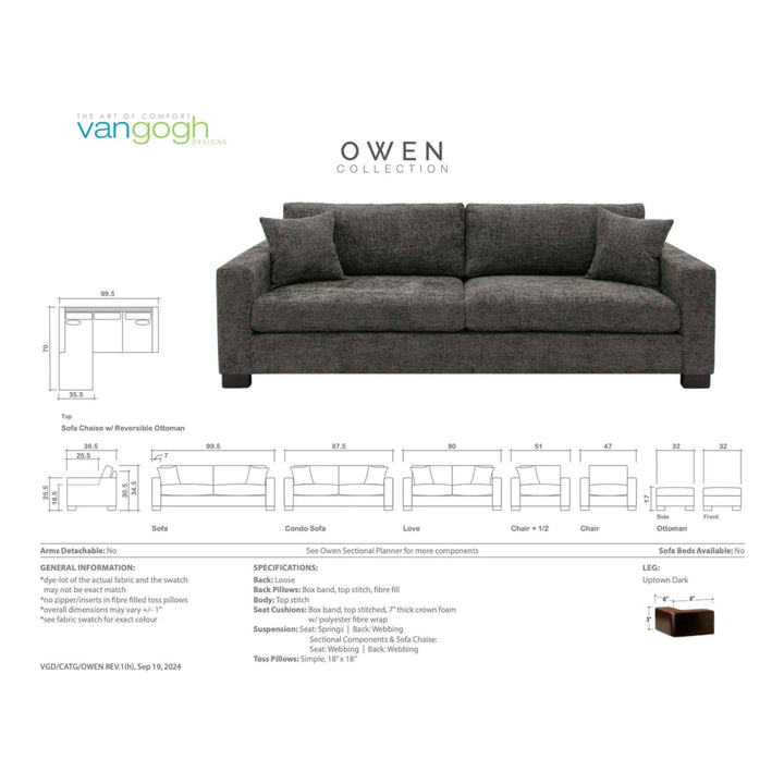 *IN STOCK* OWEN SOFA CHAISE, GR.14, DYLAN BLOWIN IN THE WIND