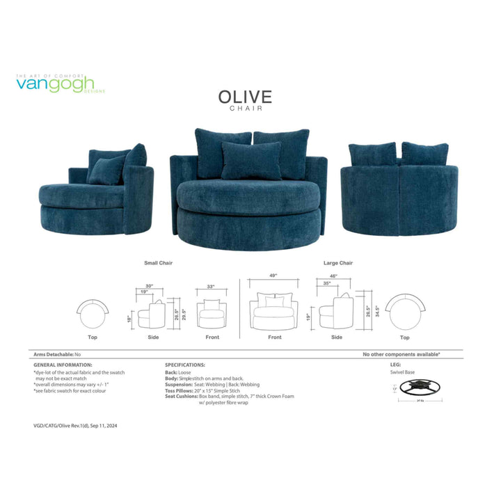 OLIVE SWIVEL CHAIR, CUSTOMIZABLE