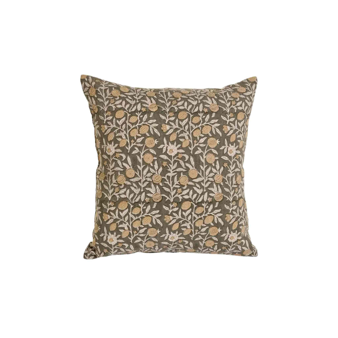 BLOCK PRINT PILLOW W/FLORAL