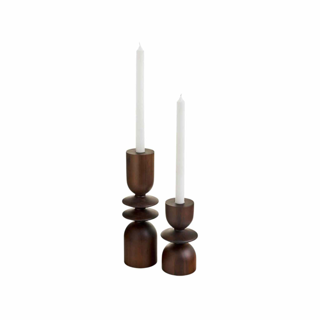 ACACIA WOOD CANDLE HOLDER