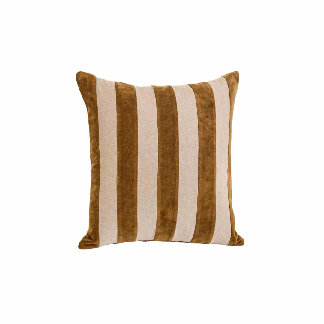 COTTON W/VELVET STRIPES PILLOW