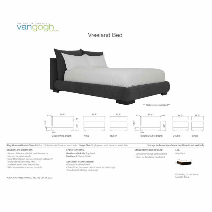 VREELAND BED COLLECTION, CUSTOMIZABLE