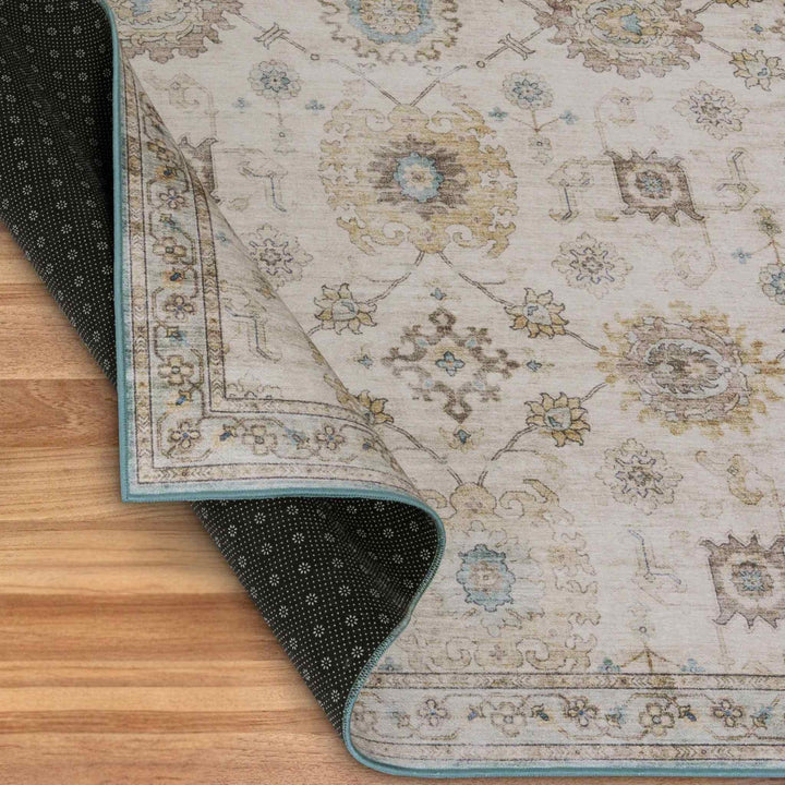BRYN WASHABLE RUG, IVORY BEIGE SEAFOAM