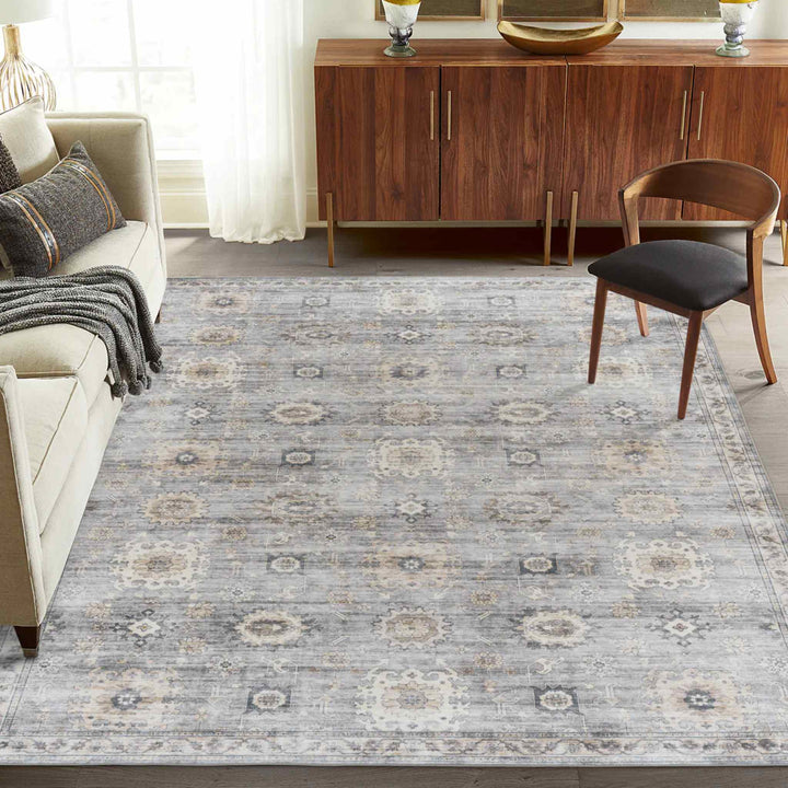 BRYN WASHABLE RUG, LIGHT GRAY IVORY BEIGE