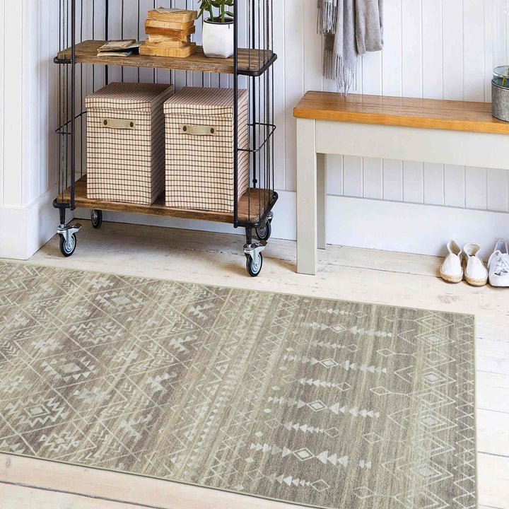 BEAU MOROCCAN WASHABLE RUG, BEIGE