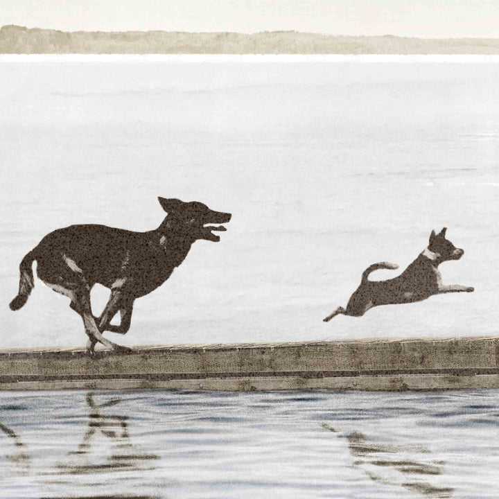 DOGS DAY AT THE COTTAGE, FRAMED ART