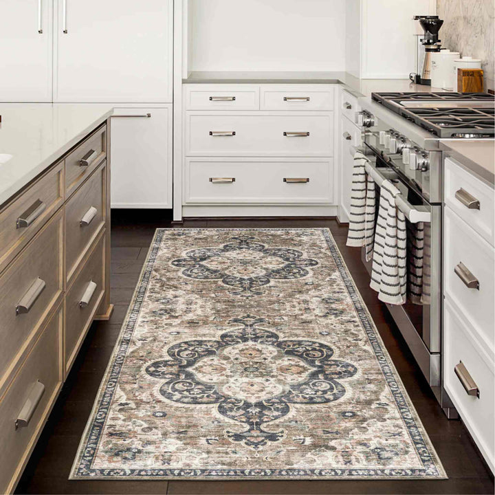 JOY WASHABLE RUG, BROWN BEIGE
