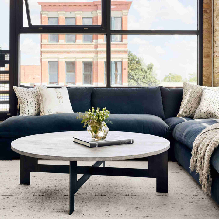HEATHER COFFEE TABLE, IRON LEGS