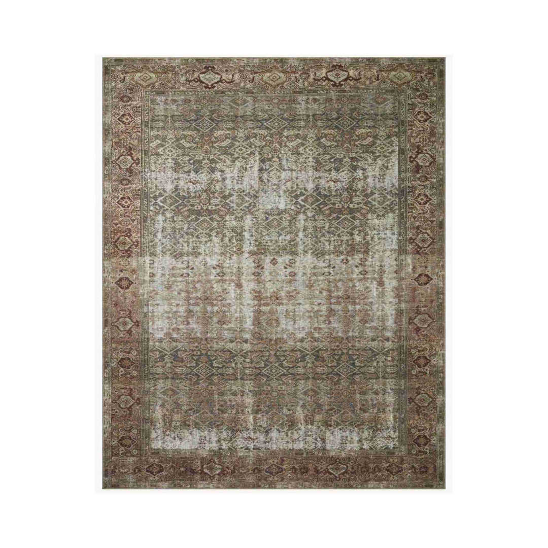 GEORGIE RUG, MOSS/SALMON, 3'9 x 5'6"