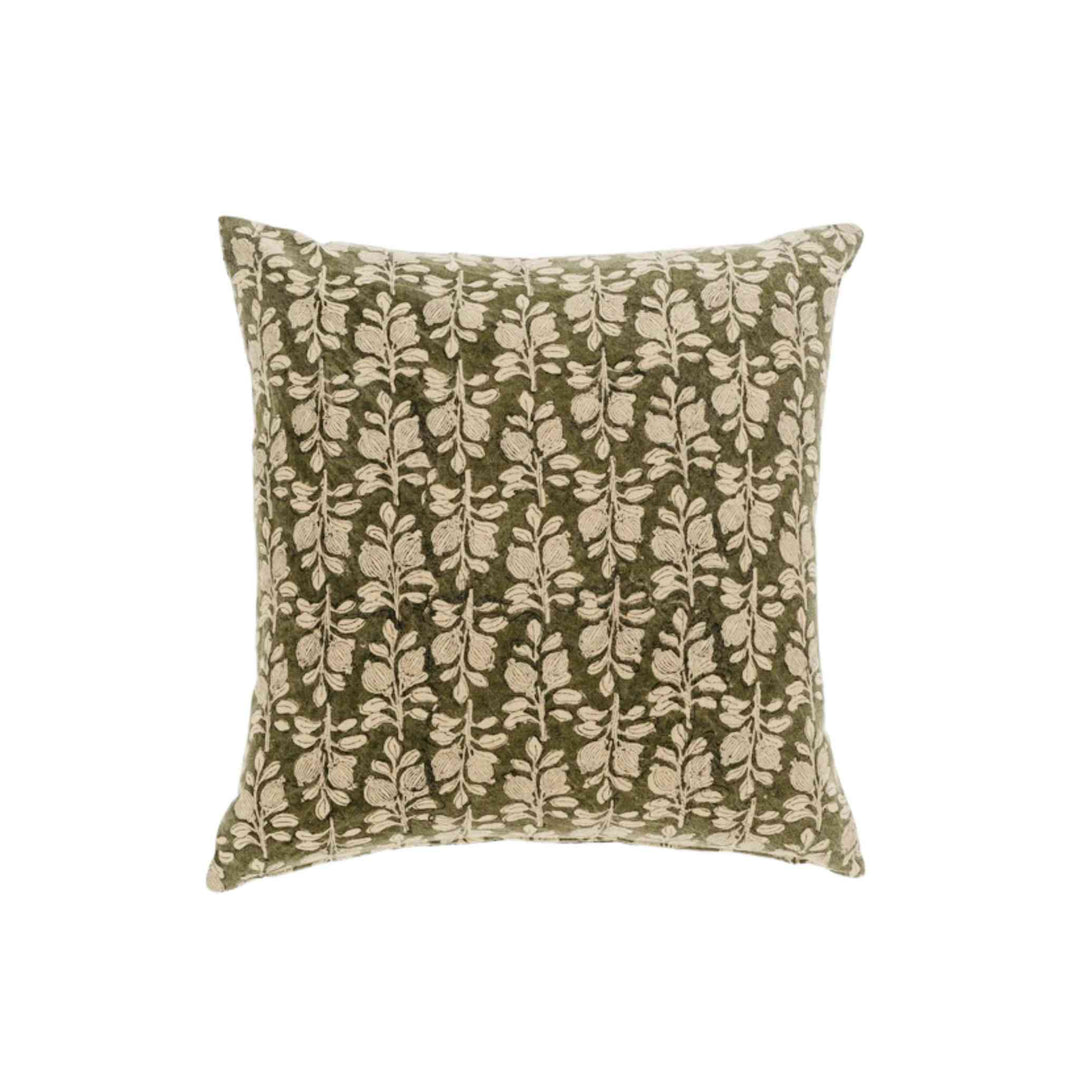 ARBOR BLOCK PRINT PILLOW, GREEN