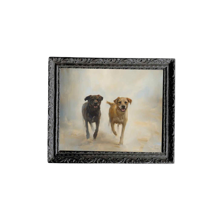 ANTIQUE CHIEN, FRAMED ART