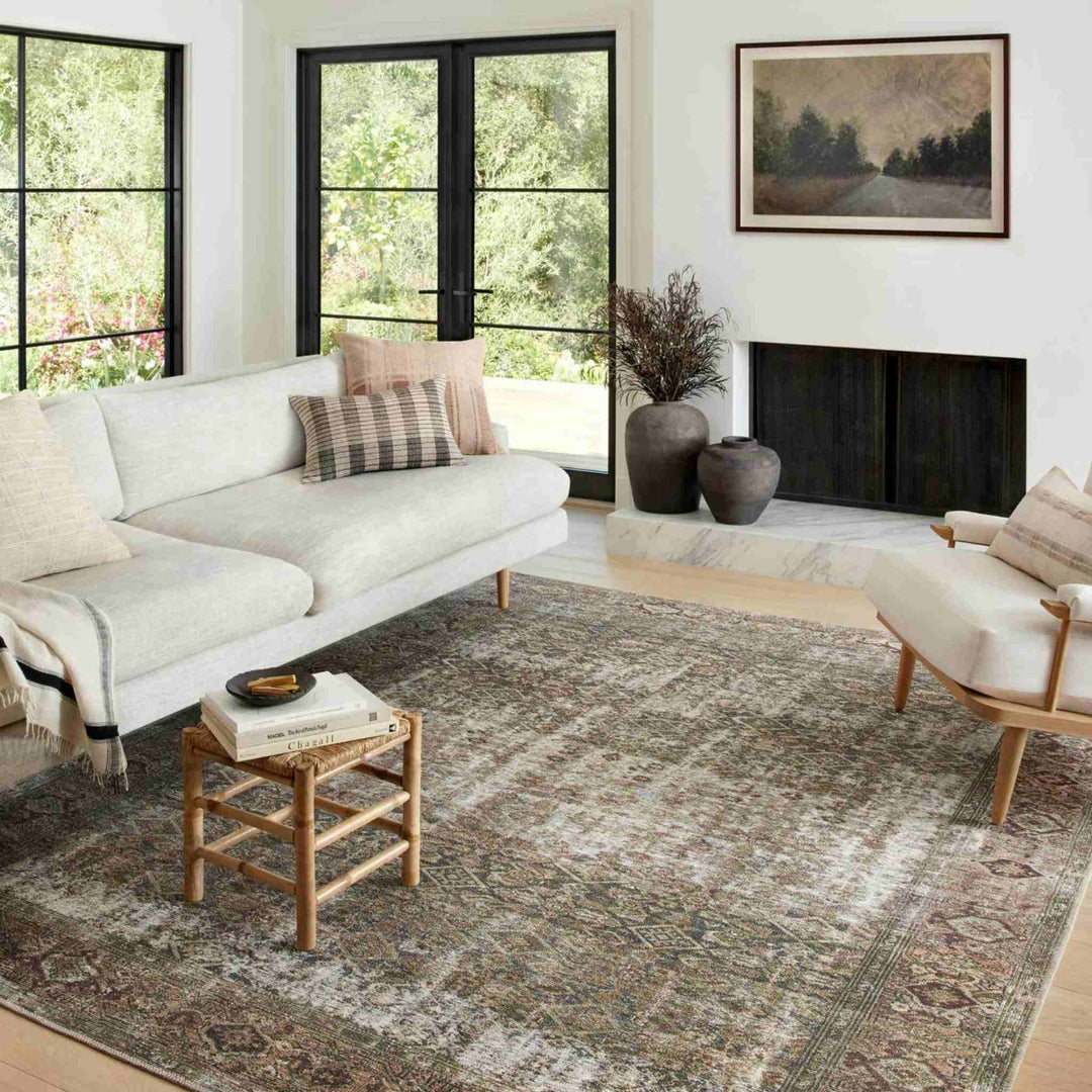 GEORGIE RUG, MOSS/SALMON, 3'9 x 5'6"