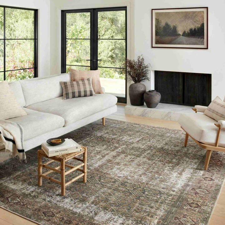 GEORGIE RUG, MOSS/SALMON, 3'9 x 5'6"