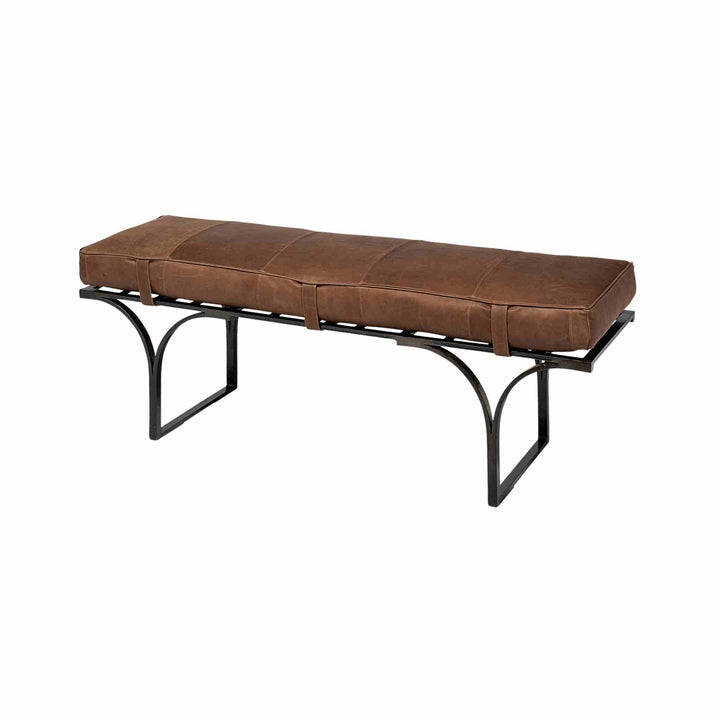 JANE BENCH, BROWN LEATHER