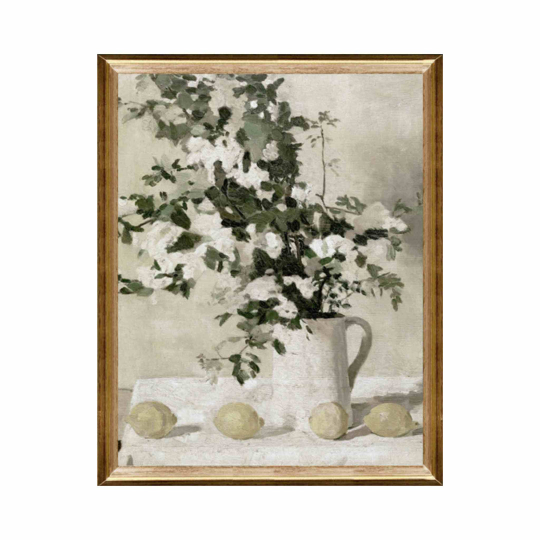 VASE WITH LEMONS, FRAMED ART