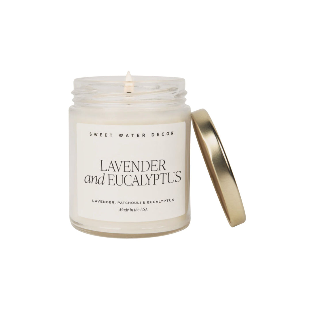 LAVENDER & EUCALYPTUS CANDLE, CLEAR JAR, 9OZ