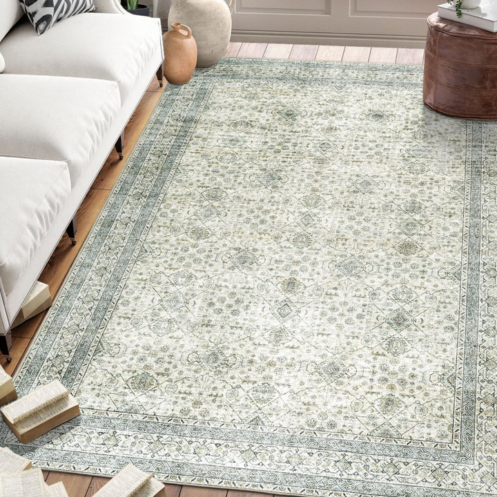 BEV WASHABLE RUG, GREEN