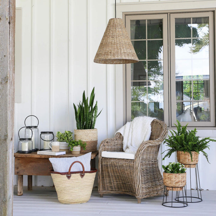 RATTAN HANGING LAMP, TRIANGULAR