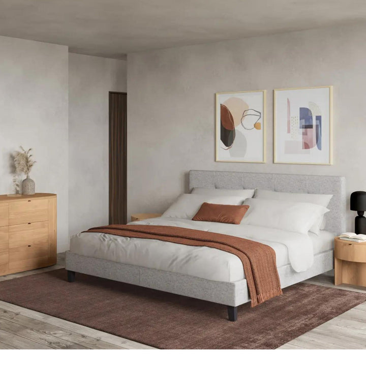 MINNELLI BED COLLECTION, LIGHT GREY