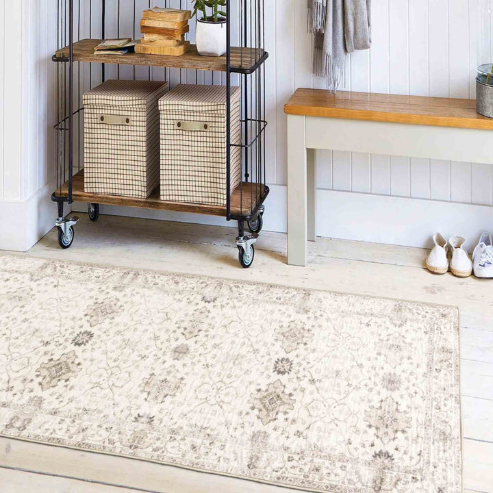 BEV WASHABLE RUG, BEIGE IVORY