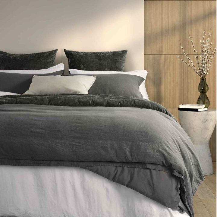 LINEN STONEWASHED BEDDING, CHARCOAL
