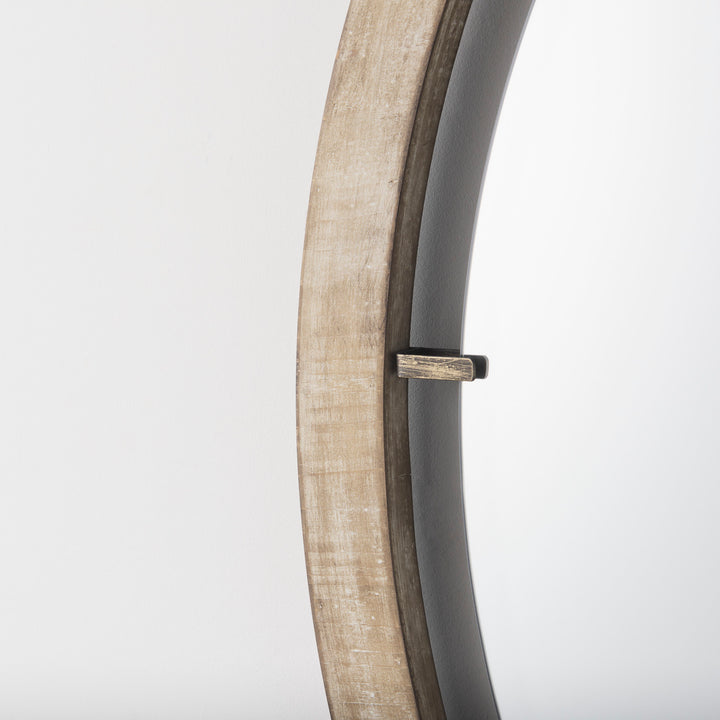 Sonance Round Mirror, Brown Wood Frame