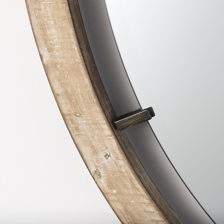 Sonance Round Mirror, Brown Wood Frame