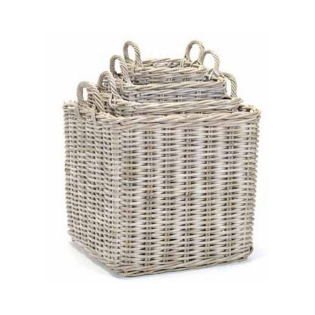 SQUARE WHITEWASH BASKET