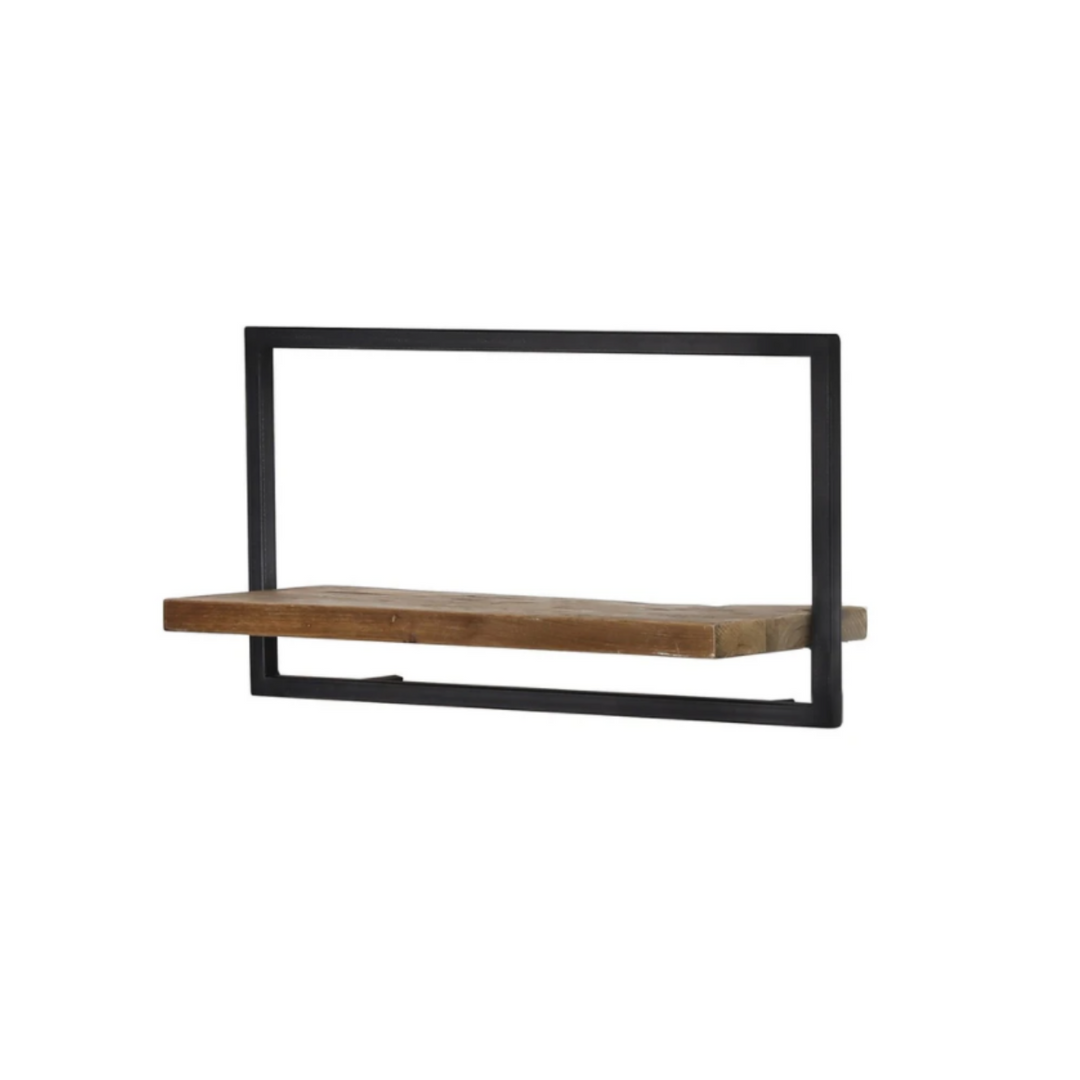 BODRUM METAL FRAMED WALL SHELF, A, TEAK