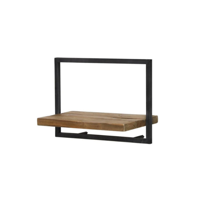 BODRUM METAL FRAMED WALL SHELF, C, TEAK