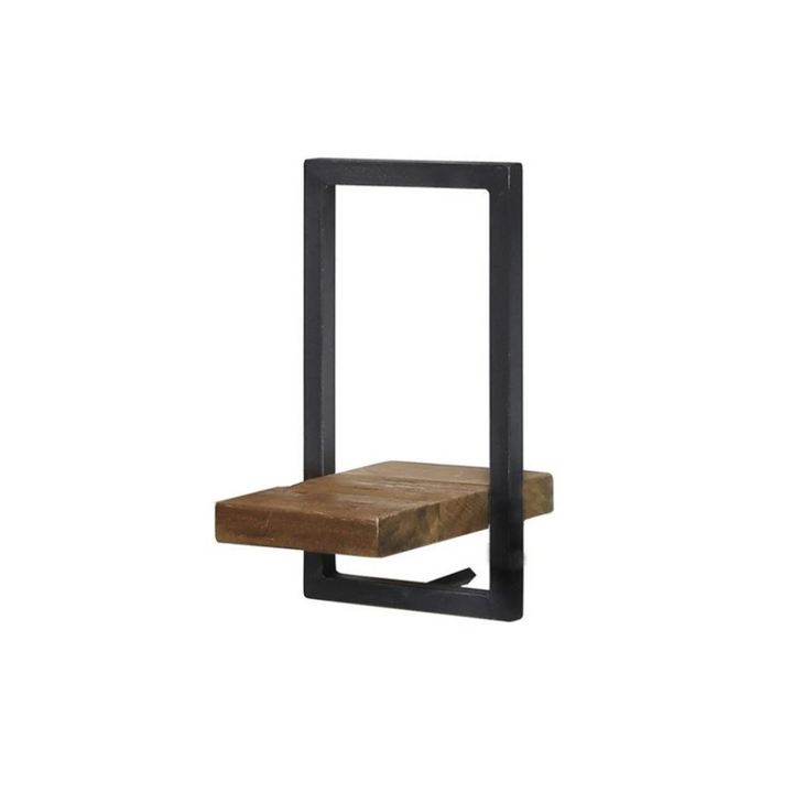 BODRUM METAL FRAMED WALL SHELF, E, TEAK