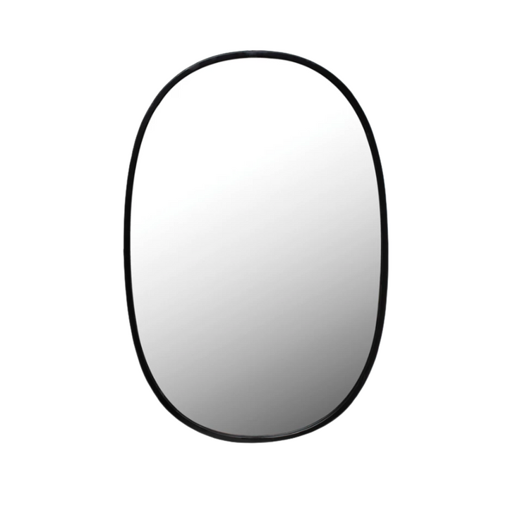 OVAL FRAMED WALL MIRROR, BLACK