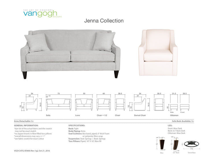 Jenna Swivel Chair, Customizable