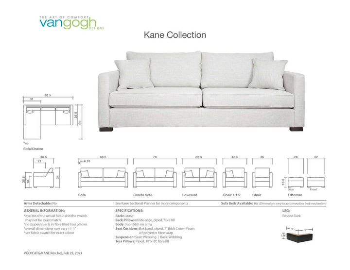 Kane Sofa/Sectional Collection, customizable