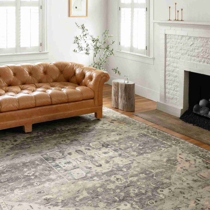 HATHAWAY RUG, STEEL/IVORY