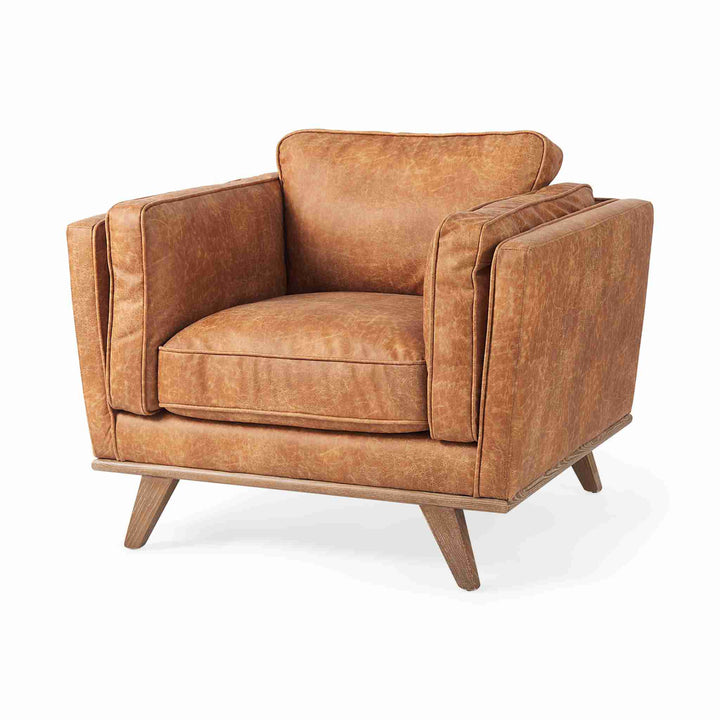 TYLER FAUX LEATHER CHAIR, BROWN