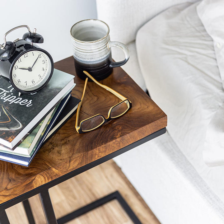 Natura C Table, Teak with Metal Base
