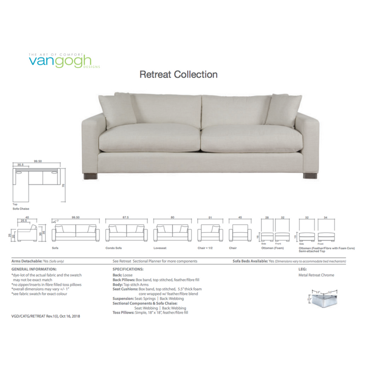 Retreat Sofa/Sectional Collection, customizable