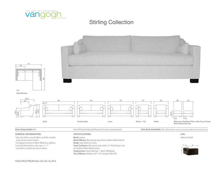 Stirling Sofa/Sectional Collection, customizable