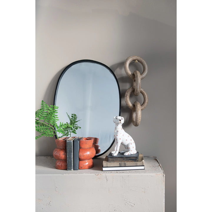 OVAL FRAMED WALL MIRROR, BLACK