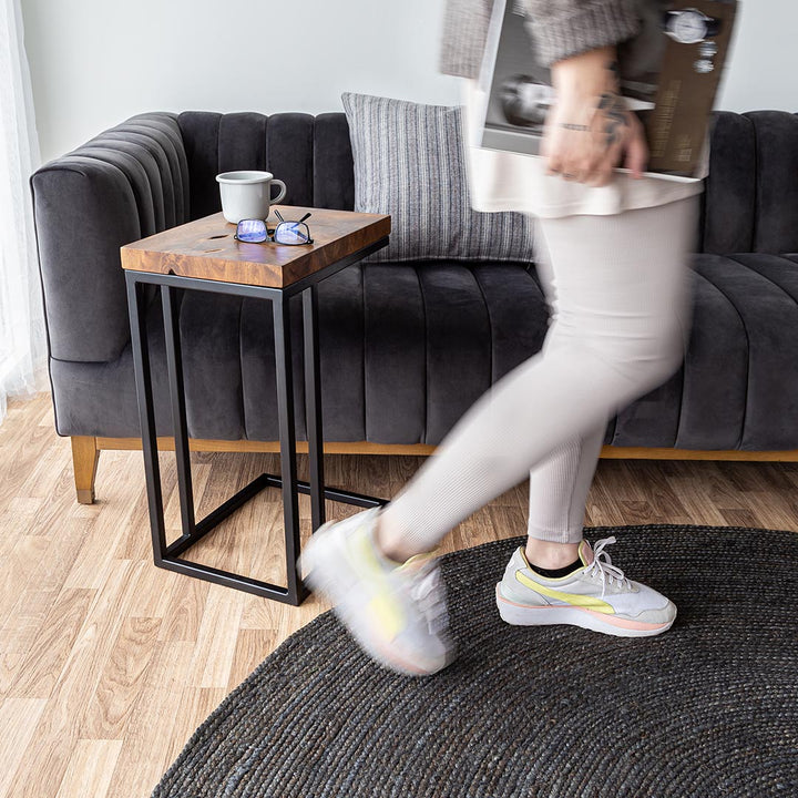 Natura C Table, Teak with Metal Base