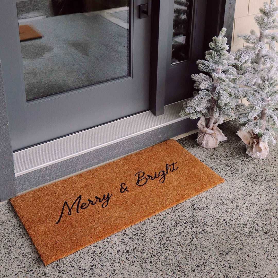 MERRY &amp; BRIGHT COIR DOORMAT