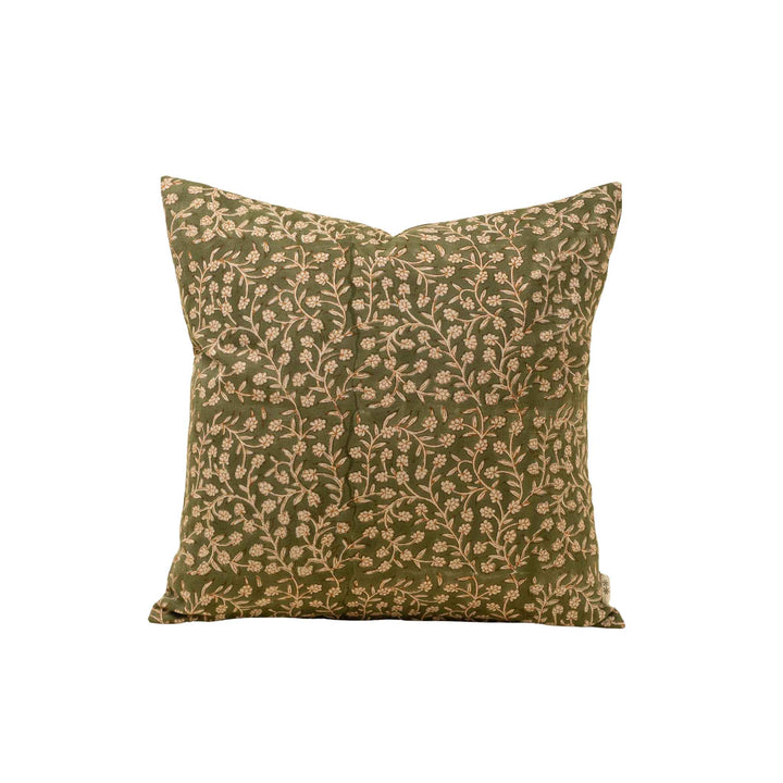 WILDVINE BLOCK PRINT PILLOW, OLIVE