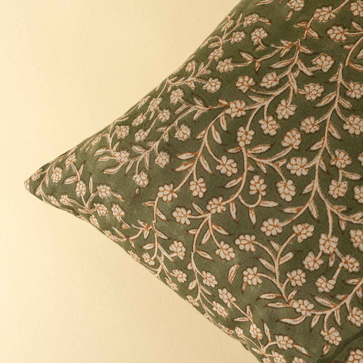 WILDVINE BLOCK PRINT PILLOW, OLIVE