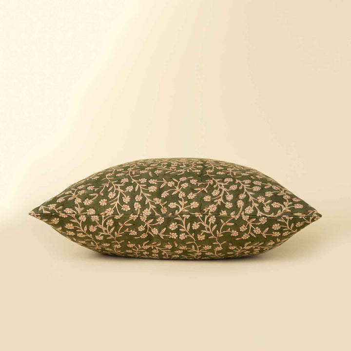 WILDVINE BLOCK PRINT PILLOW, OLIVE