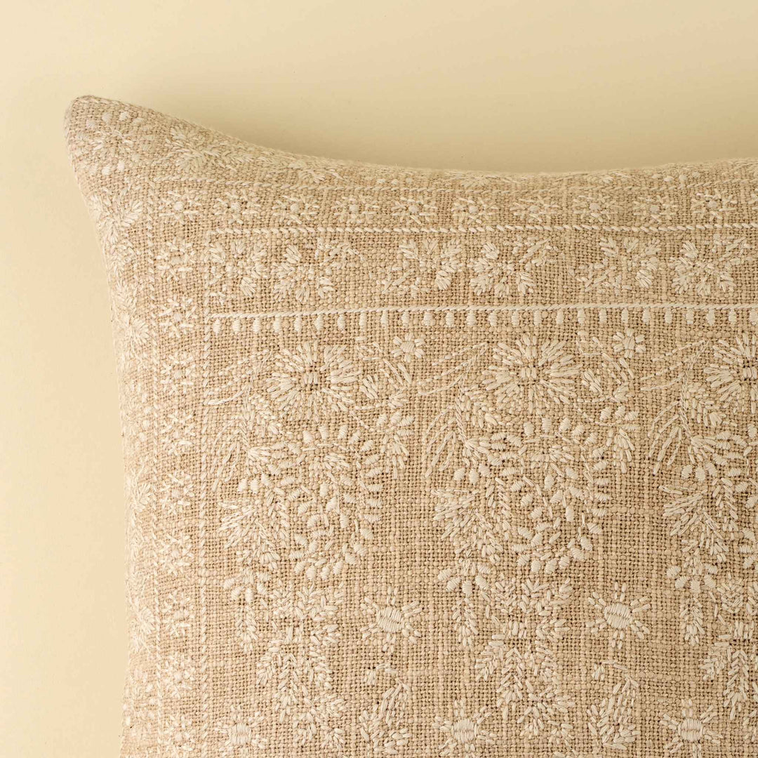NINA EMBROIDERED PILLOW, IVORY